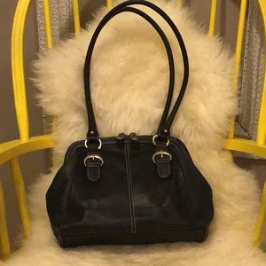 Tignanello Navy Leather Shoulder Bag